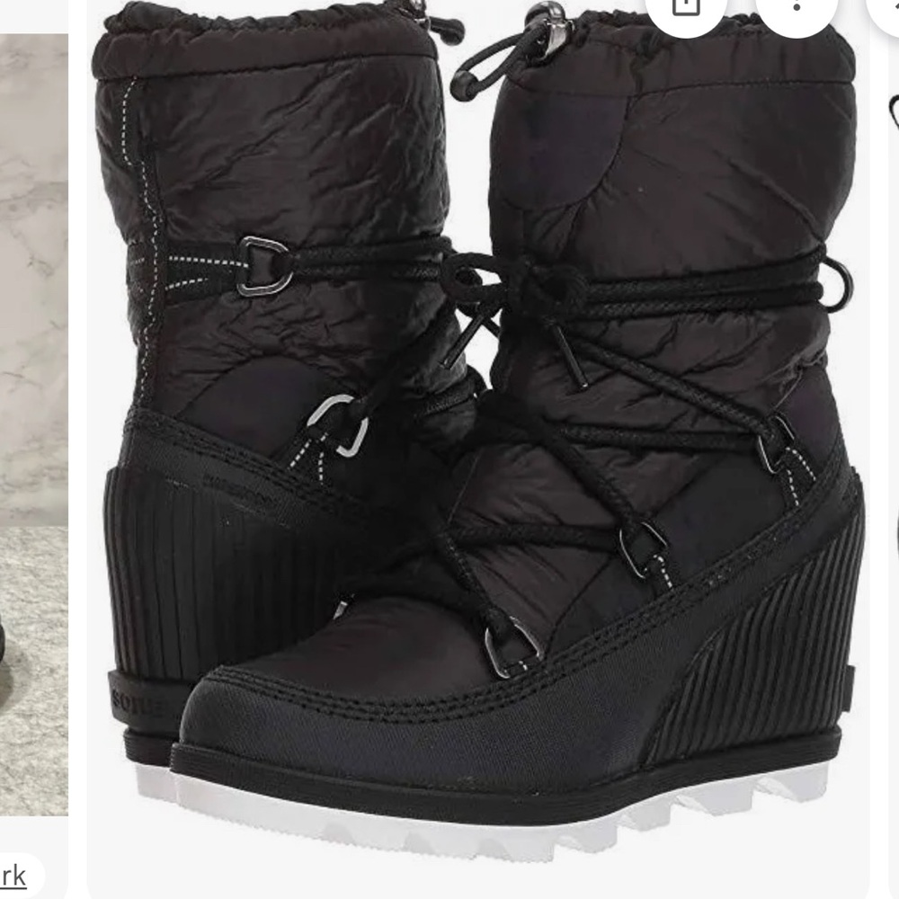 NWT $189 SOREL Black Wedge Winter Boots size 7.5 but good also for 7 w/socks - Picture 2 of 6